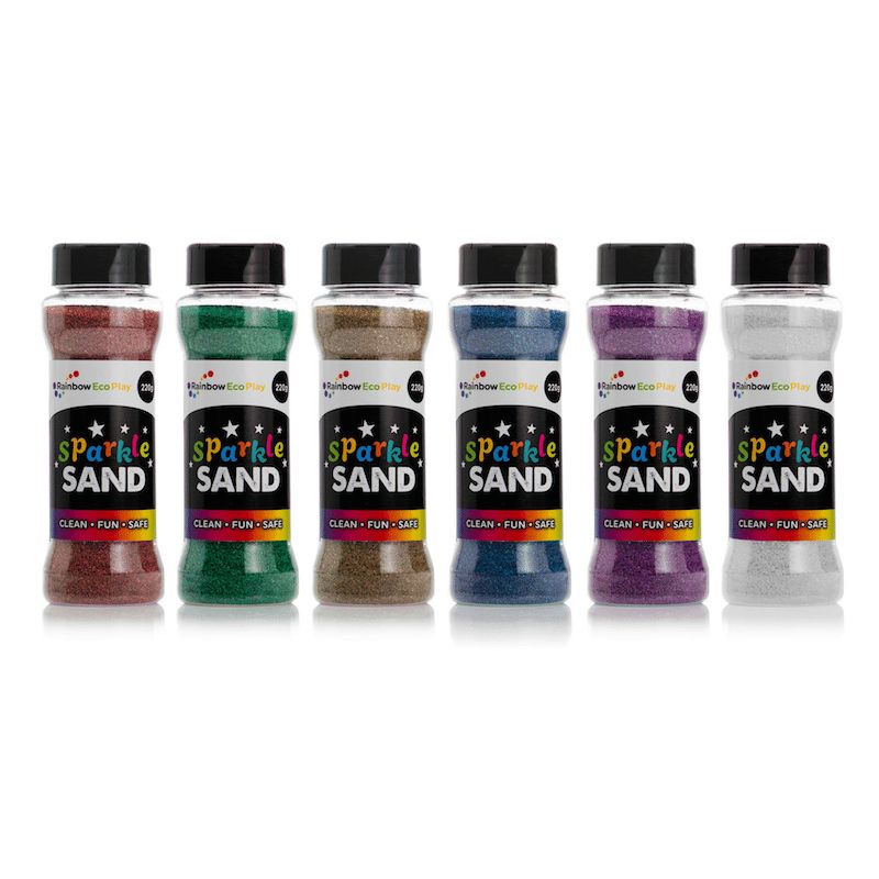 Rainbow Eco Play Sparkle Glitter Craft Sand Shakers 6 Pack